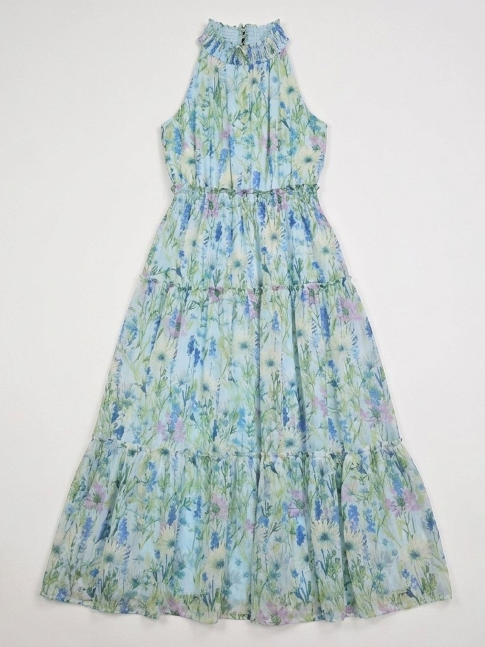Taylor Blue Floral Halter Maxi Dress Women's Size 4 #242